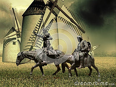 Don Quixote and Sancho Panza Stock Photo