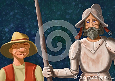 Don Quixote and Sancho Panza Stock Photo