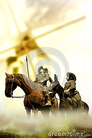 Don Quixote and Sancho Panza Stock Photo