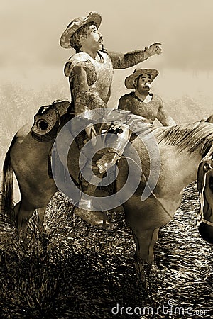 Don Quixote and Sancho Panza Stock Photo