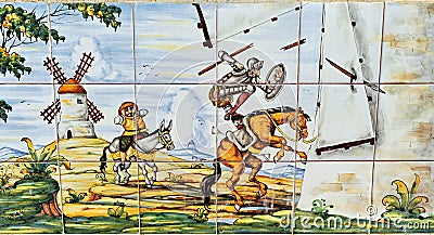 Don Quixote and windmills Stock Photo