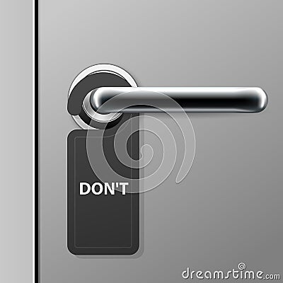 Don`t disturb sign - hotel door hanger on doorknob - door handle in motel Vector Illustration