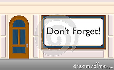 Don`t forget text with front door background. Vector Illustration