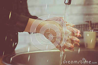 Don `t forget to washing hand. Stock Photo