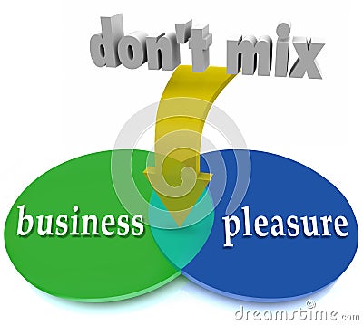 Don't Mix Business Pleasure Venn Diagram Warning Office Workplac Stock Photo