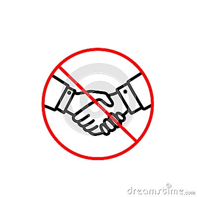 Don`t shake hands vector icon. Prevention direct contact with infection Coronavirus illustration sign. warning element avoid hand Vector Illustration