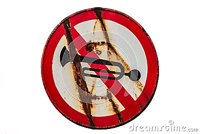 Don`t use horn. DON`T HONK. No honking here. Sound signal prohibited. Stock Photo