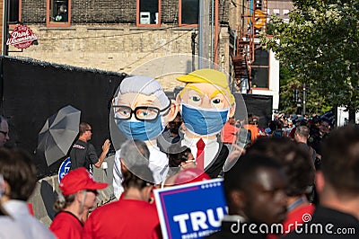 Donald Trump and Anthony Fauci Masked Costume Protesters Editorial Stock Photo