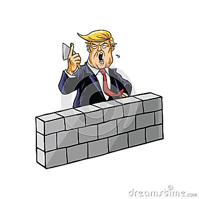 Donald Trump Build A Wall Vector Illustration