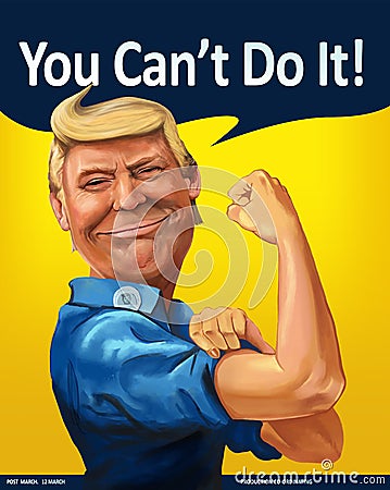 Donald Trump - We Can Do it! themed Cartoon Portrait Editorial Stock Photo