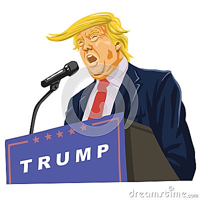 Donald Trump Giving A Speech Vector Illustration