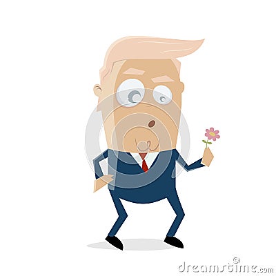 Donald trump holding a little flower Vector Illustration