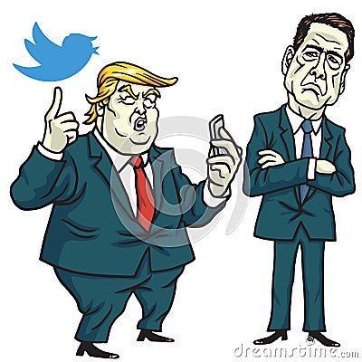 Donald Trump With James Comey Cartoon Vector. Washington. June 15, 2017 Vector Illustration