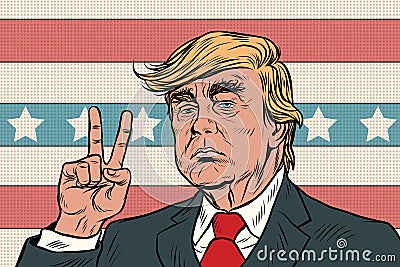 Donald Trump President, gesture of victory Vector Illustration