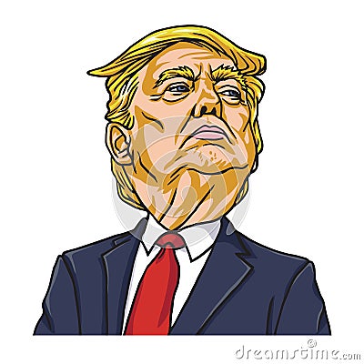 Donald Trump the President of the United States of America. Cartoon. Washington, May 19, 2018 Vector Illustration