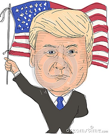 Donald Trump President USA Cartoon Illustration