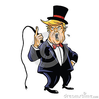 Donald Trump the Ringmaster Cartoon Vector Vector Illustration