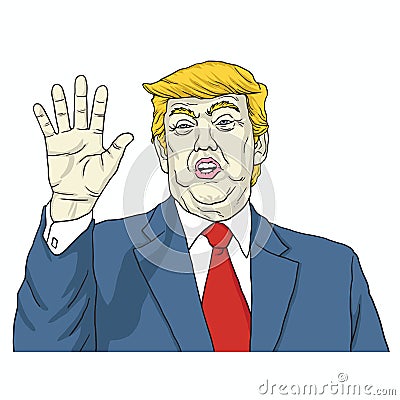 Donald Trump Says, Talk to My Hand. Cartoon Vector Illustration. August 8, 2017 Vector Illustration