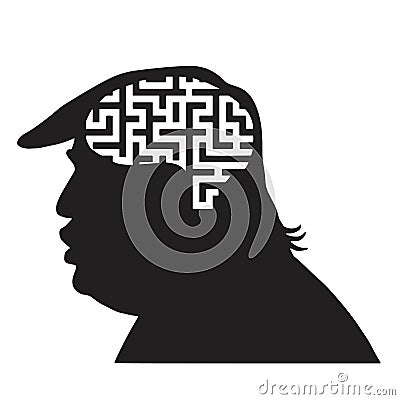 Donald Trump Silhouette and Maze Labyrinth Icon Vector Illustration Vector Illustration