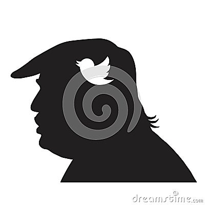 Donald Trump Silhouette and Social Media Icon. Vector Illustration Vector Illustration