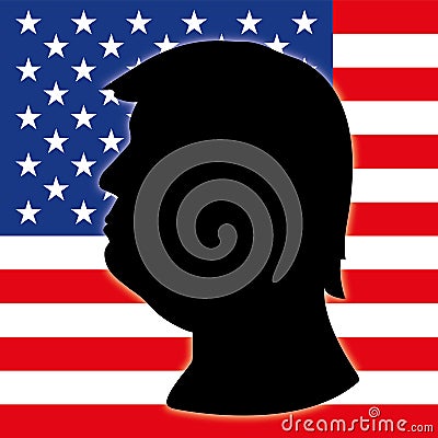 Donald Trump silhouette with US flag Vector Illustration