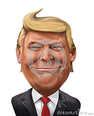 Donald Trump is smiling - Cartoon Portrait Editorial Stock Photo