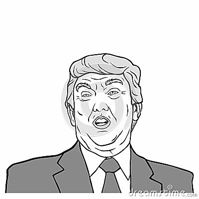 Donald Trump, 45th President of United States of America, Black And White Vector Design Illustration. Vector Illustration