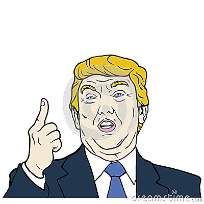 Donald Trump, The 45th President of The United States, Flat Design Vector Illustration Vector Illustration