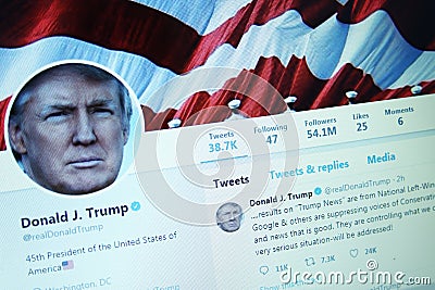 Donald Trump twitter Editorial Stock Photo