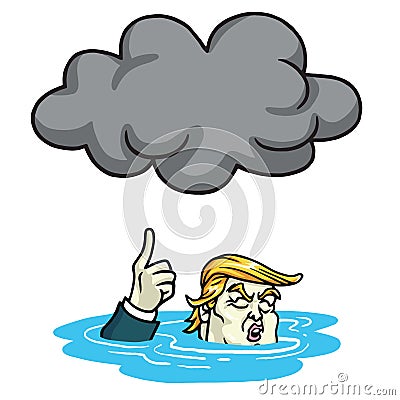 Donald Trump Under the Black Cloud Smog. Cartoon Vector Illustration. June 13, 2017 Vector Illustration