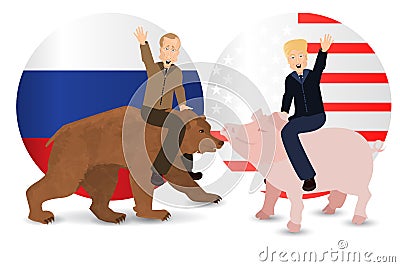 Donald Trump and Vladimir Putin are riding Editorial Stock Photo