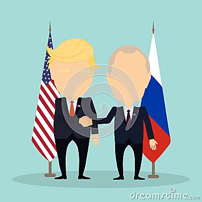 Donald Trump and Vladimir Putin. Vector Illustration