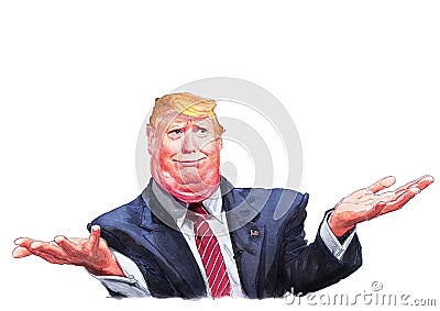 Donald Trump watercolor illustration portrait Editorial Stock Photo