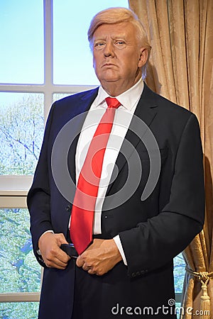 Donald Trump wax statue at Madame Tussauds Wax Museum at ICON Park in Orlando, Florida Editorial Stock Photo