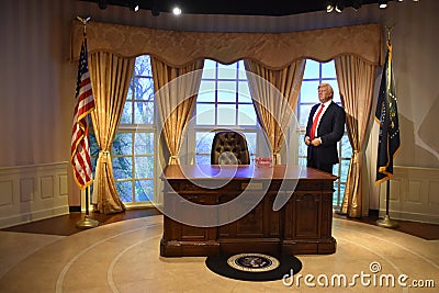 Donald Trump wax statue at Madame Tussauds Wax Museum at ICON Park in Orlando, Florida Editorial Stock Photo
