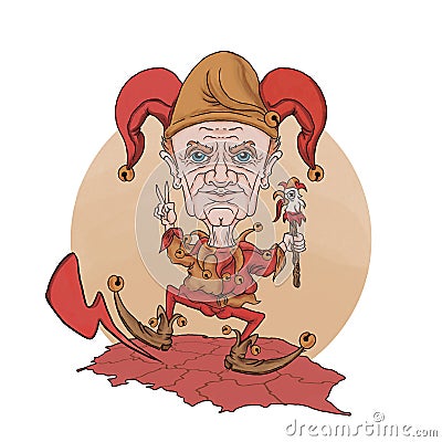 Donald Tusk Caricature - presented as a fool, a twit Editorial Stock Photo