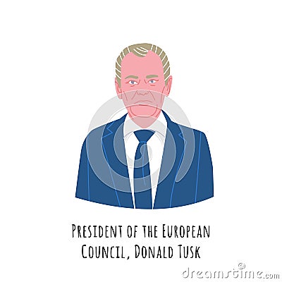 Donald Tusk portrait illustration Vector Illustration