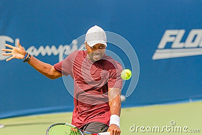 Donald Young plays at the Winston-Salem Open Editorial Stock Photo