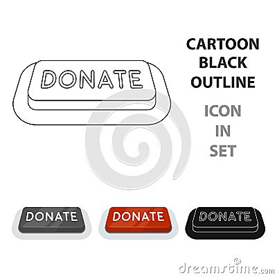Donate button icon in isolated on white background. Charity and donation symbol stock vector illustration. Vector Illustration