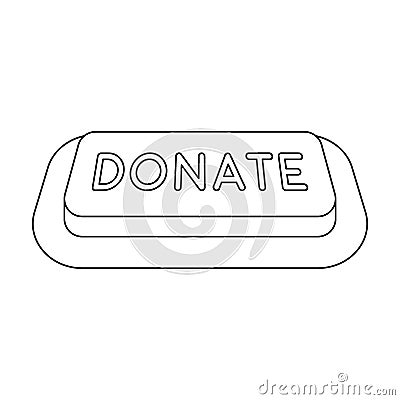 Donate button icon in outline style isolated on white background. Vector Illustration