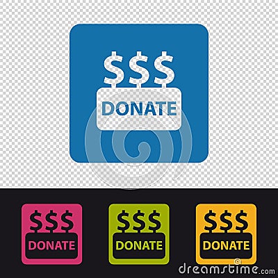 Donate Buttons - Colorful Vector Illustration - Isolated On Transparent Background Stock Photo