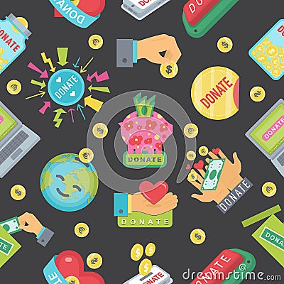 Donate buttons pattern. Help icon donation Vector Illustration