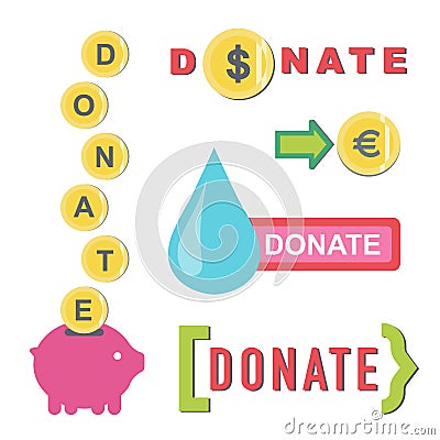 Donate buttons set. Help icon donation Vector Illustration