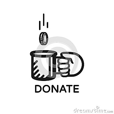 Donate coin vector logo. Donate and help. Charity, donation concept Vector Illustration