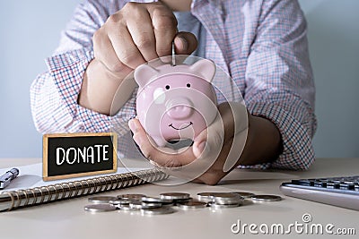 DONATE concept giving and donation Charity Give Help Stock Photo