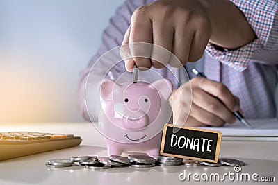 DONATE concept giving and donation Charity Give Help Stock Photo