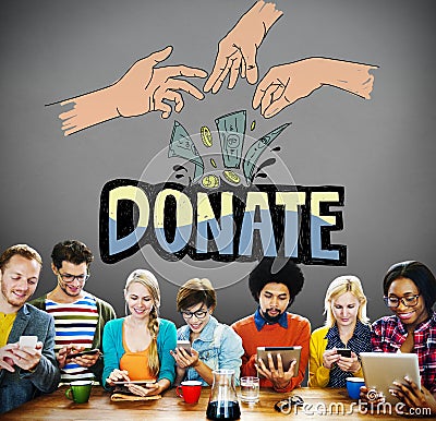 Donate Money Charity Generous Hands Concept Stock Photo
