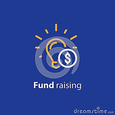 Donate money, crowdfunding line icon, investment and consolidation concept Vector Illustration