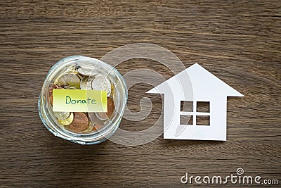 Donate money to homeless charities Stock Photo