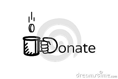 Donate money vector logo. Donate and help. Charity, donation concept Vector Illustration